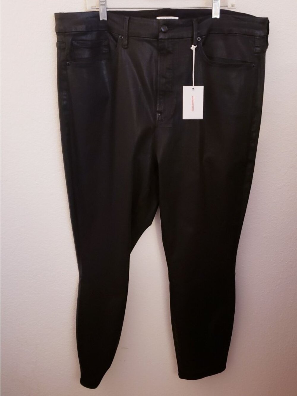 Good American Black Coated Skinny Jeans Size 22 NWT
